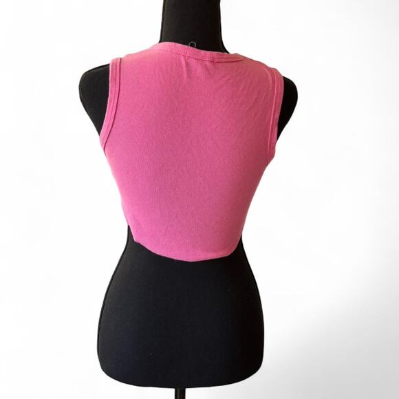 day + moon sz small Pink ribbed cropped tank top summer basics - Picture 7 of 7
